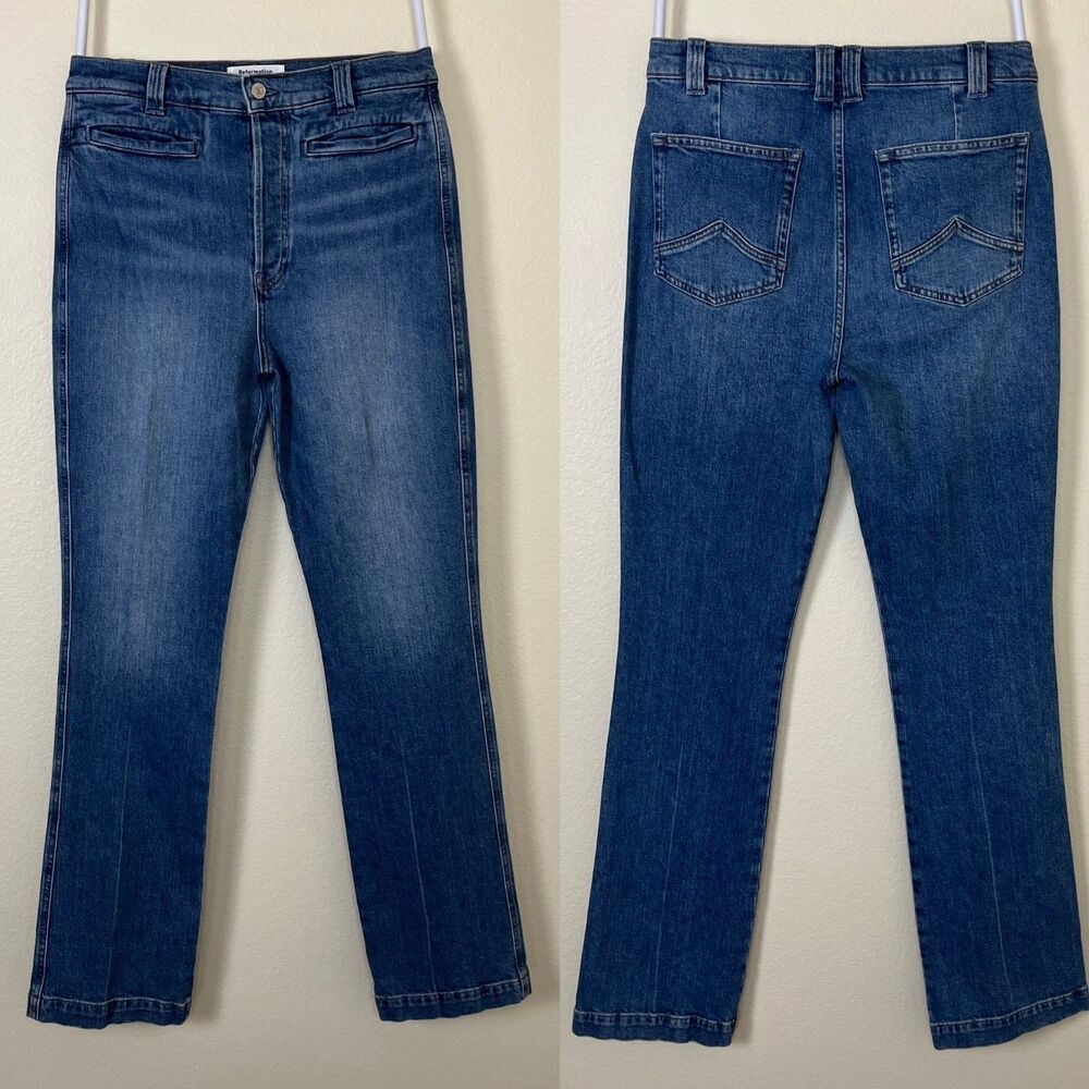 Reformation Women Size 30 Ada Ultra High Rise Bootcut Button Fly Jeans Casual - Picture 4 of 10